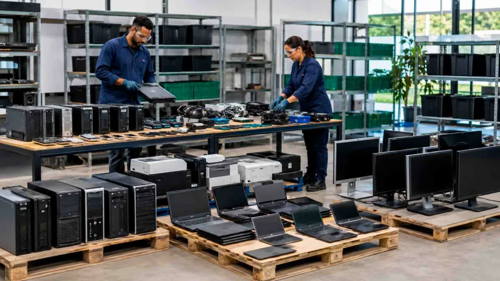 Equipamentos eletrônicos organizados para avaliação e reciclagem em Petrolina PE